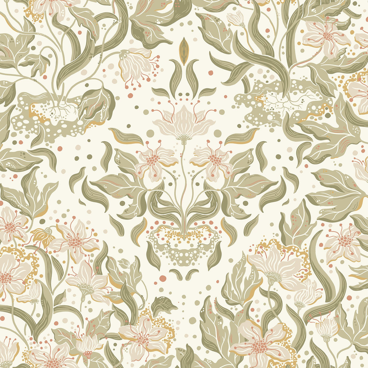 A-Street Prints 4143-22017 Lisa Olive Floral Damask Wallpaper