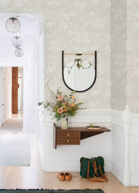 A-Street Prints 4143-22019 Lisa Grey Floral Damask Wallpaper