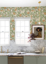 A-Street Prints 4143-22026 Kort Green Fruit and Floral Wallpaper