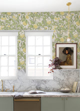 A-Street Prints 4143-22027 Kort Yellow Fruit and Floral Wallpaper