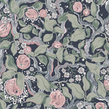A-Street Prints 4143-22028 Kort Dark Blue Fruit and Floral Wallpaper
