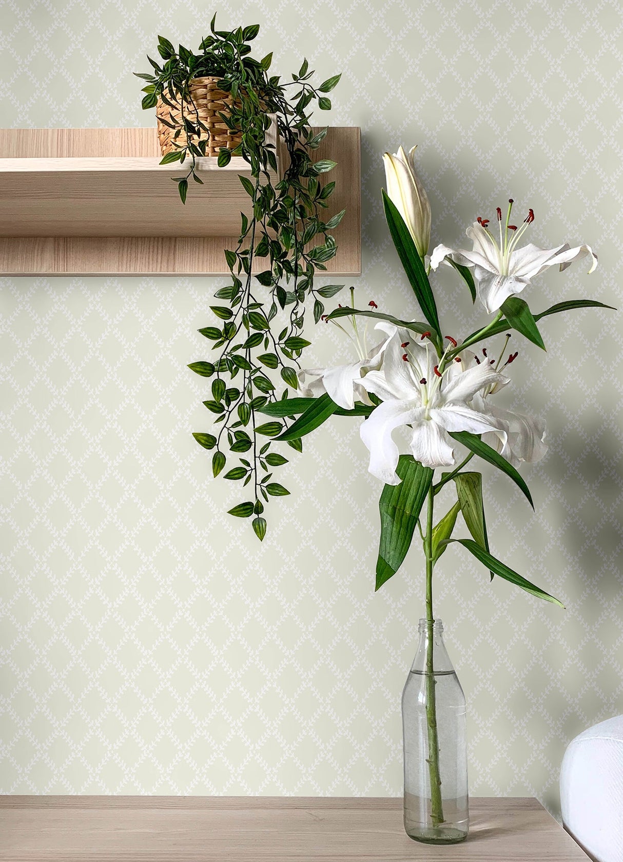 A-Street Prints 4143-34002 Trevor Khaki Leaf Trellis Wallpaper