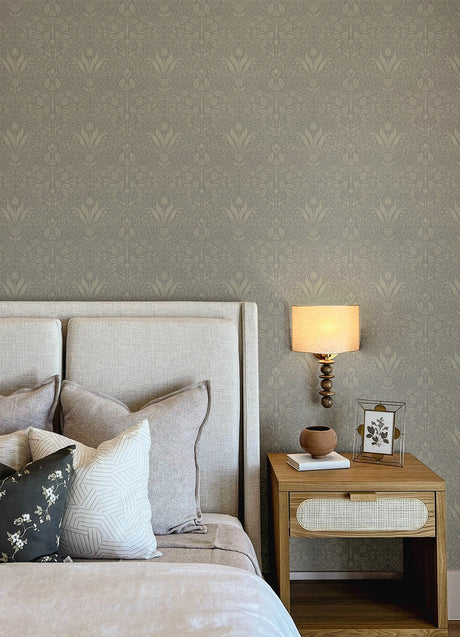 A-Street Prints 4143-34008 Mara Grey Tulip Ogee Wallpaper