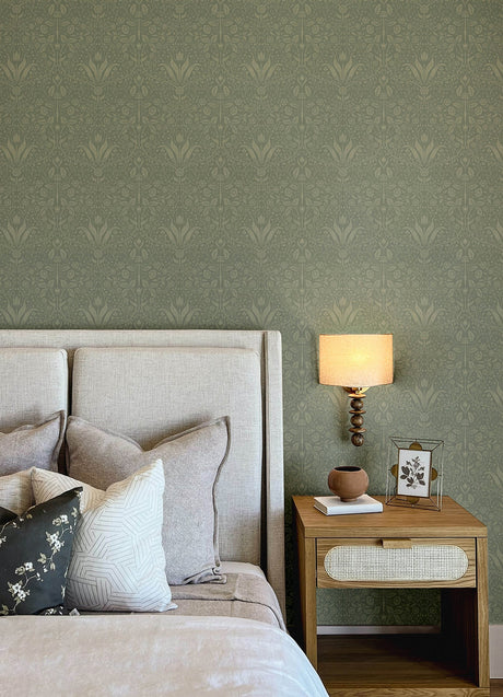 A-Street Prints 4143-34009 Mara Green Tulip Ogee Wallpaper