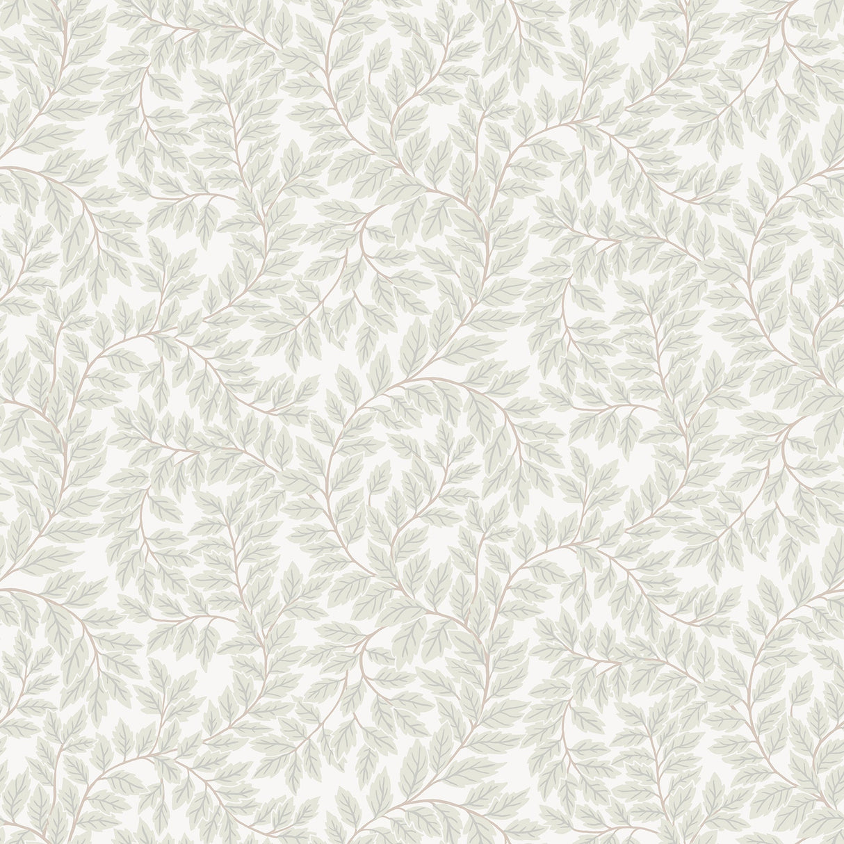 A-Street Prints 4143-34017 Lindlöv Light Grey Leafy Vines Wallpaper