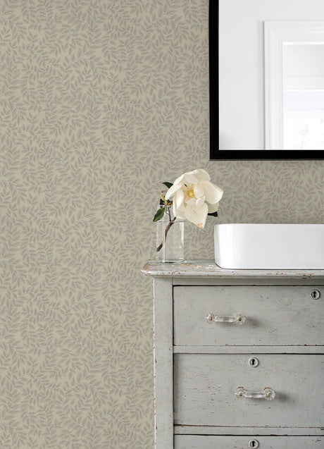 A-Street Prints 4143-34018 Lindlöv Taupe Leafy Vines Wallpaper