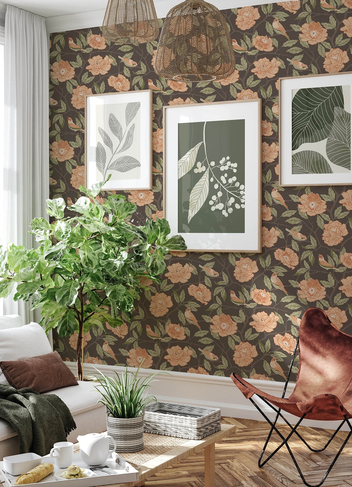 A-Street Prints 4143-34026 Bernadina Black Rosebush Wallpaper