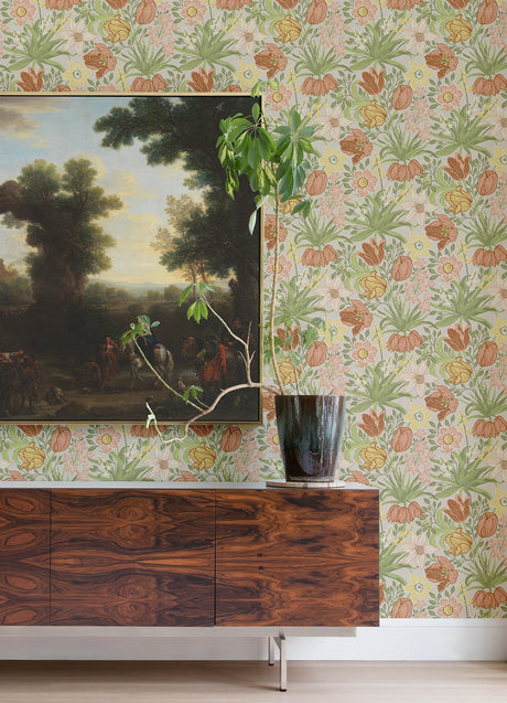 A-Street Prints 4143-34028 Cecilia Chartreuse Tulip and Daffodil Wallpaper