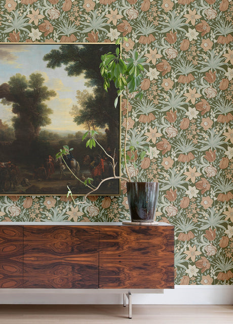A-Street Prints 4143-34029 Cecilia Moss Tulip and Daffodil Wallpaper