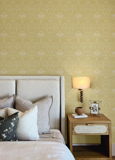 A-Street Prints 4143-34038 Mara Yellow Tulip Ogee Wallpaper