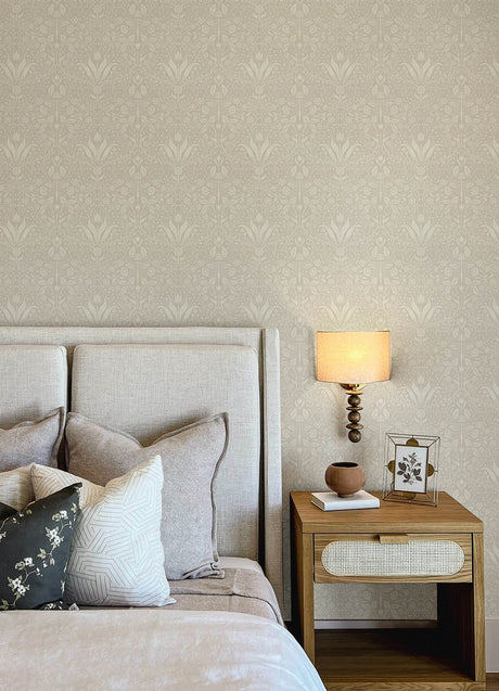 A-Street Prints 4143-34039 Mara Beige Tulip Ogee Wallpaper