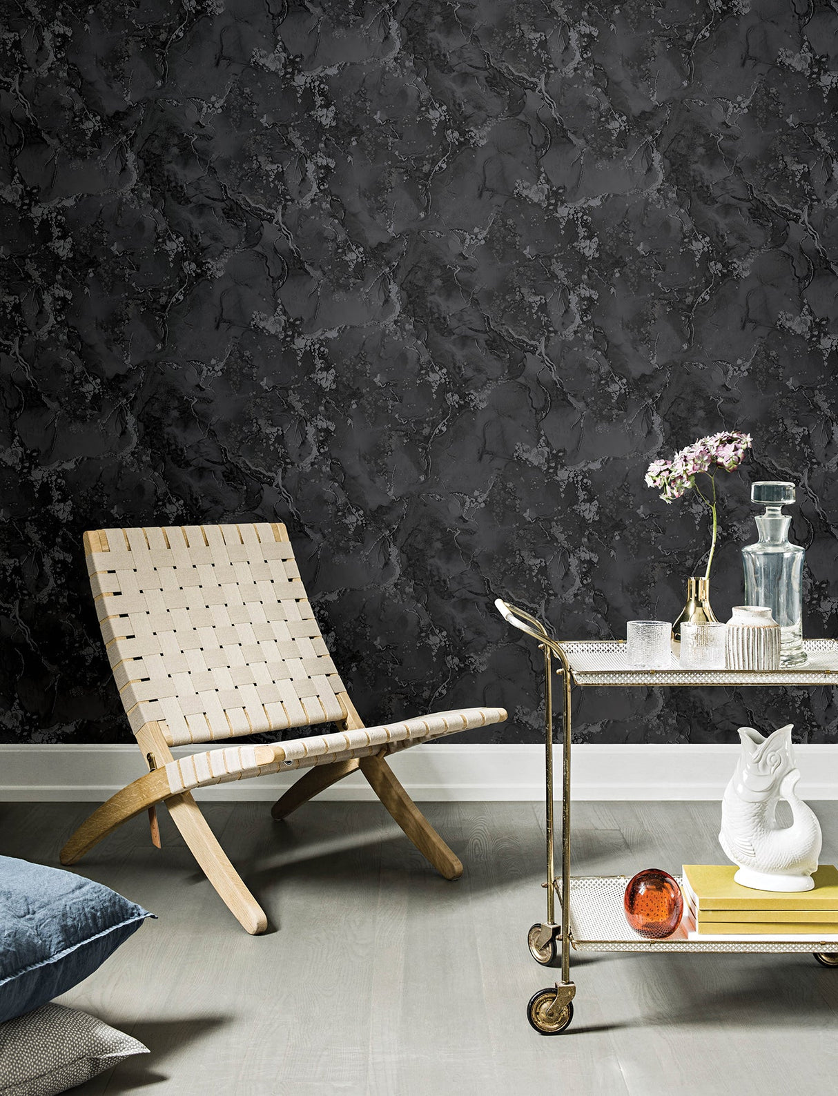 Advantage 4144-9105 Grandin Black Marbled Wallpaper