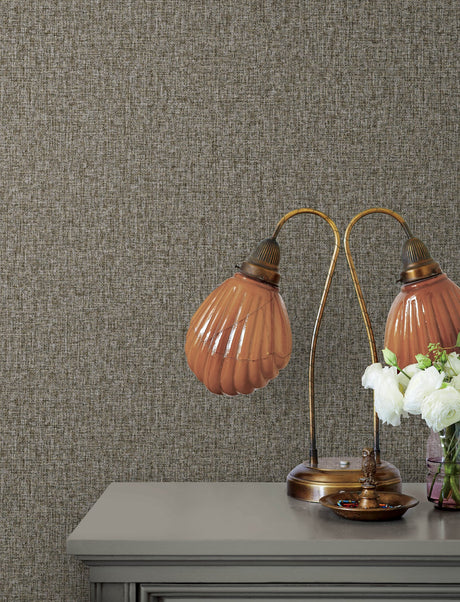 Advantage 4144-9106 Halliday Espresso Faux Linen Wallpaper