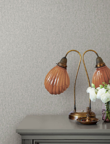 Advantage 4144-9110 Halliday Grey Faux Linen Wallpaper