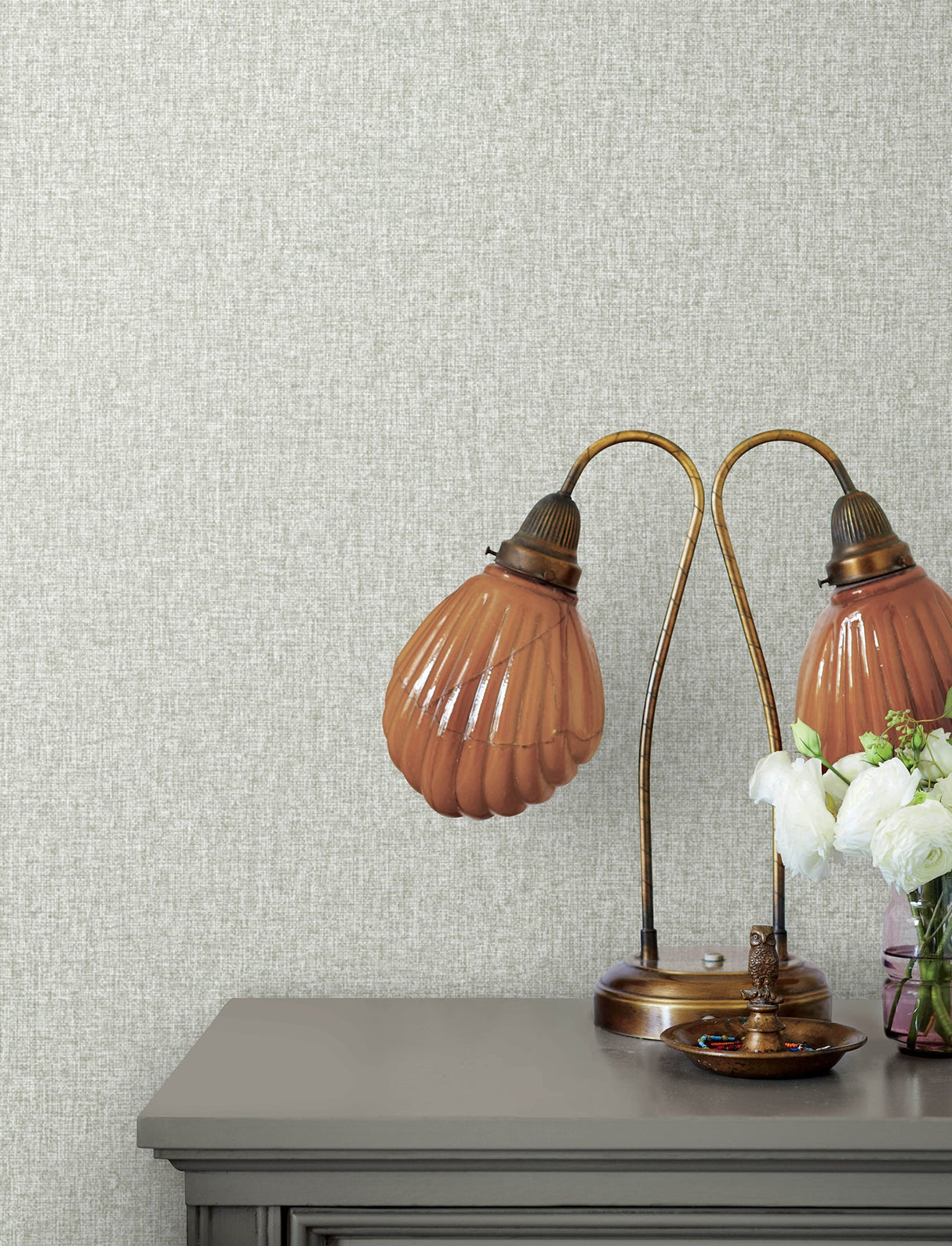 Advantage 4144-9111 Halliday Light Grey Faux Linen Wallpaper