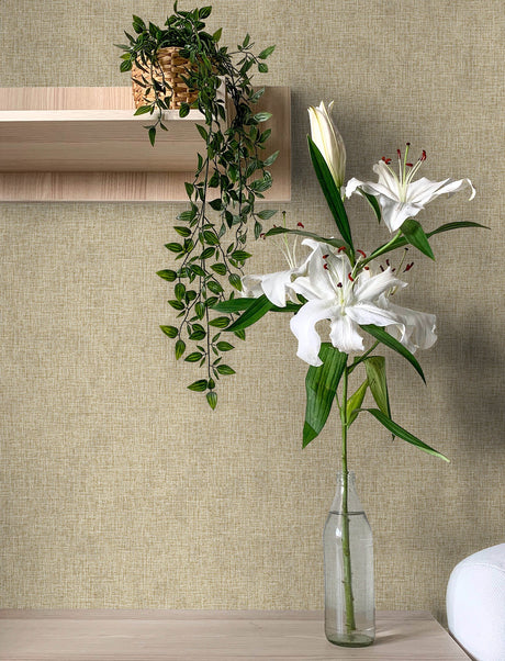 Advantage 4144-9121 Buxton Brown Faux Weave Wallpaper