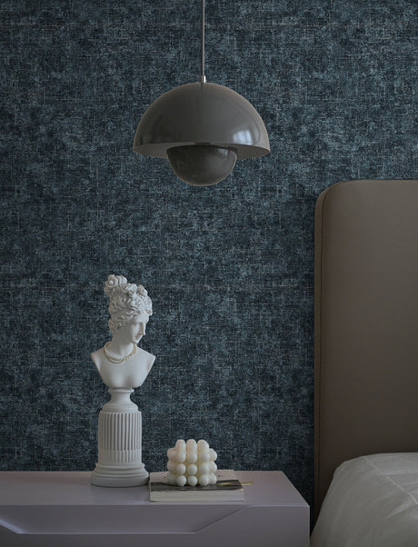 Advantage 4144-9142 Beloit Indigo Shimmer Linen Wallpaper