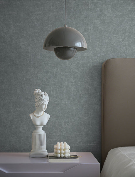 Advantage 4144-9143 Beloit Dark Grey Shimmer Linen Wallpaper