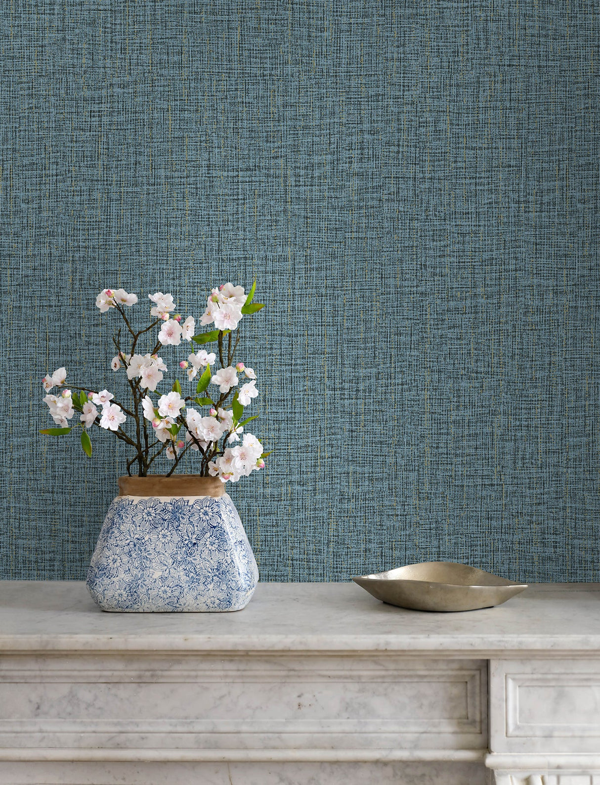 Advantage 4144-9146 Glenburn Blue Woven Shimmer Wallpaper