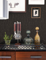 Advantage 4144-9147 Sanburn Brown Metallic Linen Wallpaper