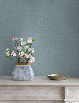 Advantage 4144-9150 Glenburn Light Blue Woven Shimmer Wallpaper