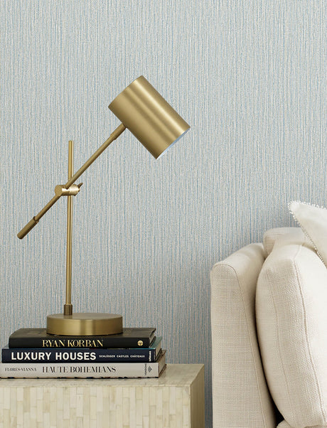 Advantage 4144-9153 Bowman Light Blue Faux Linen Wallpaper