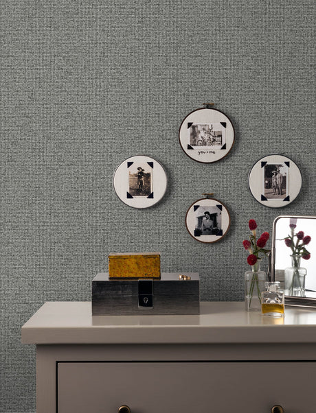 Advantage 4144-9158 Surrey Grey Basketweave Wallpaper