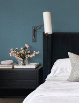 Advantage 4144-9174 Eagen Blue Linen Weave Wallpaper