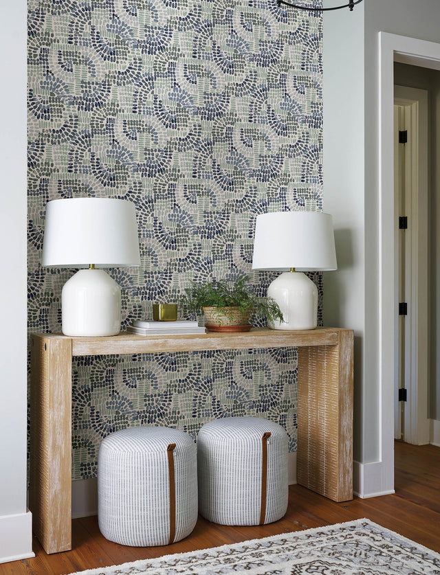 A-Street Prints 4146-27216 Wanderer Aquamarine Mosiac Wallpaper - Eade's Wallpaper