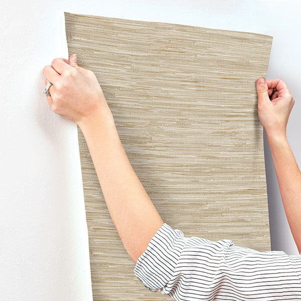 A-Street Prints 4147-27259 Exhale Light Brown Woven Faux Grasscloth Wallpaper - Eade's Wallpaper