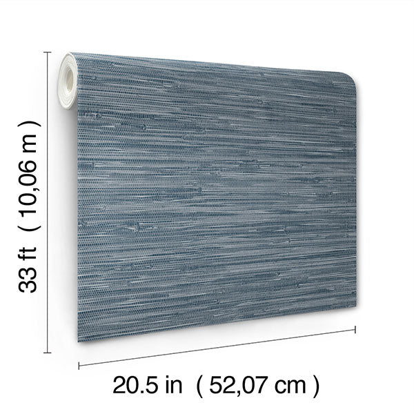 A-Street Prints 4147-27260 Exhale Indigo Woven Faux Grasscloth Wallpaper - Eade's Wallpaper