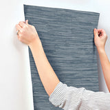 A-Street Prints 4147-27260 Exhale Indigo Woven Faux Grasscloth Wallpaper - Eade's Wallpaper
