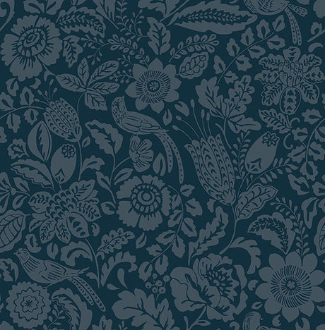 A-Street Prints 4147-27360 Marta Navy Floral Trail Wallpaper - Eade's Wallpaper