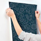 A-Street Prints 4147-27360 Marta Navy Floral Trail Wallpaper - Eade's Wallpaper