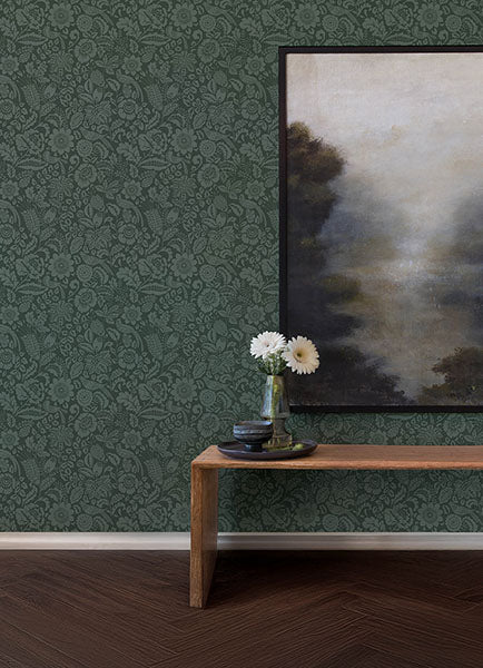 A-Street Prints 4147-27362 Marta Green Floral Trail Wallpaper - Eade's Wallpaper