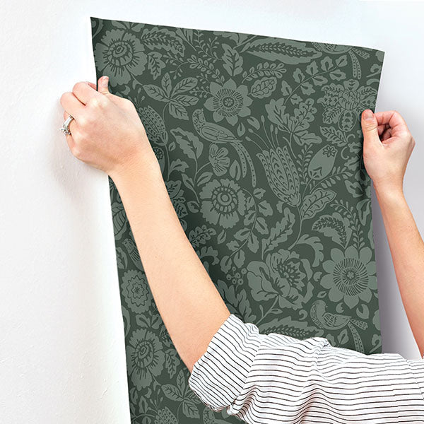 A-Street Prints 4147-27362 Marta Green Floral Trail Wallpaper - Eade's Wallpaper