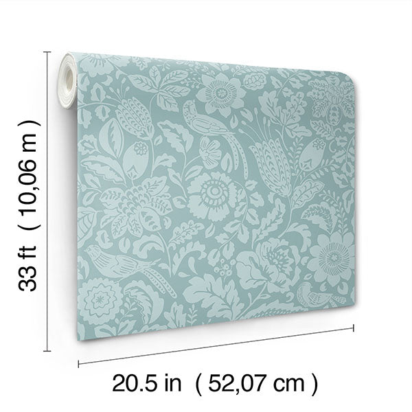 A-Street Prints 4147-27363 Marta Teal Floral Trail Wallpaper - Eade's Wallpaper