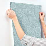 A-Street Prints 4147-27363 Marta Teal Floral Trail Wallpaper - Eade's Wallpaper