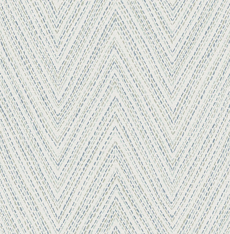 A-Street Prints 4147-27368 Lainey Blue Stitched Chevron Wallpaper - Eade's Wallpaper
