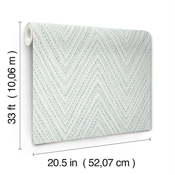 A-Street Prints 4147-27368 Lainey Blue Stitched Chevron Wallpaper - Eade's Wallpaper