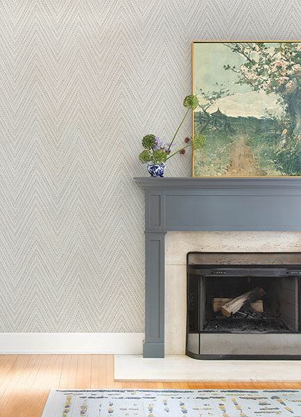 A-Street Prints 4147-27369 Lainey Neutral Stitched Chevron Wallpaper - Eade's Wallpaper
