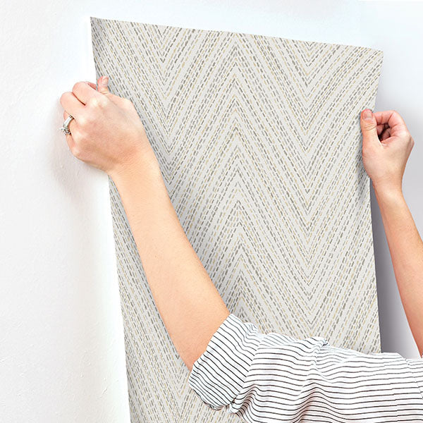 A-Street Prints 4147-27369 Lainey Neutral Stitched Chevron Wallpaper - Eade's Wallpaper