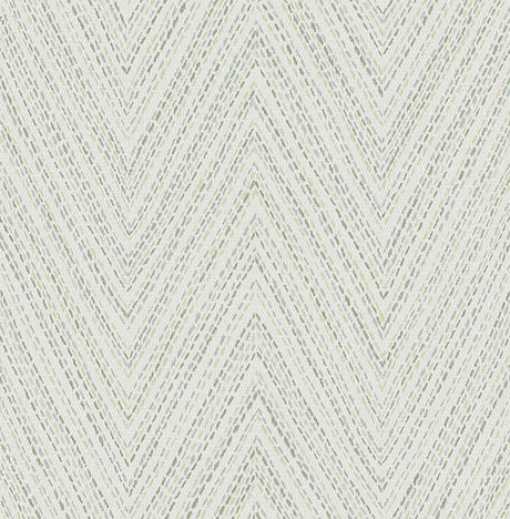A-Street Prints 4147-27370 Lainey Green Stitched Chevron Wallpaper - Eade's Wallpaper