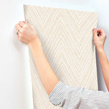 A-Street Prints 4147-27371 Lainey Apricot Stitched Chevron Wallpaper - Eade's Wallpaper