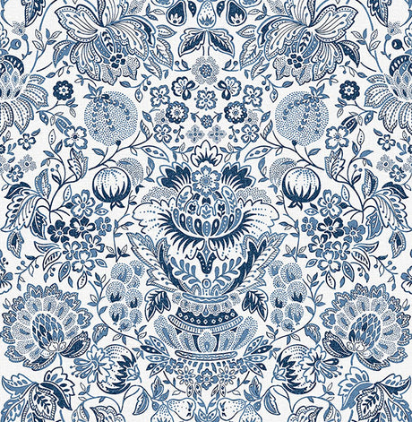 A-Street Prints 4147-27372 Blanche Blue Floral Damask Wallpaper - Eade's Wallpaper