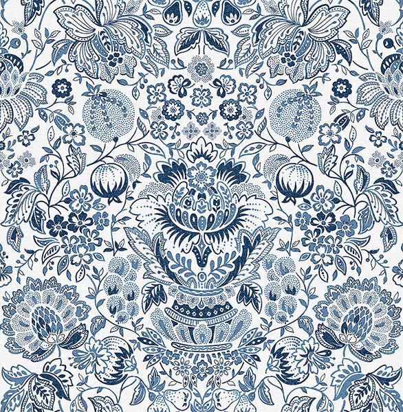 A-Street Prints 4147-27372 Blanche Blue Floral Damask Wallpaper - Eade's Wallpaper