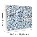 A-Street Prints 4147-27372 Blanche Blue Floral Damask Wallpaper - Eade's Wallpaper