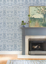 A-Street Prints 4147-27372 Blanche Blue Floral Damask Wallpaper - Eade's Wallpaper