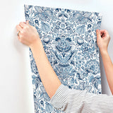 A-Street Prints 4147-27372 Blanche Blue Floral Damask Wallpaper - Eade's Wallpaper