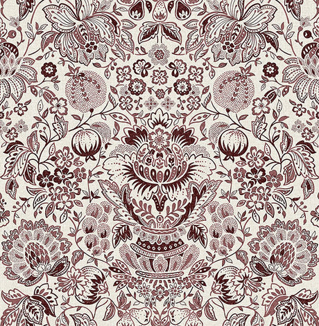 A-Street Prints 4147-27373 Blanche Plum Floral Damask Wallpaper - Eade's Wallpaper